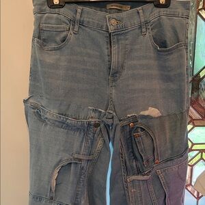 LEVI’s from NAPOLI (Naples) ITALY Light Wash Patchwork Jeans WORK OF ART 1 ONLY